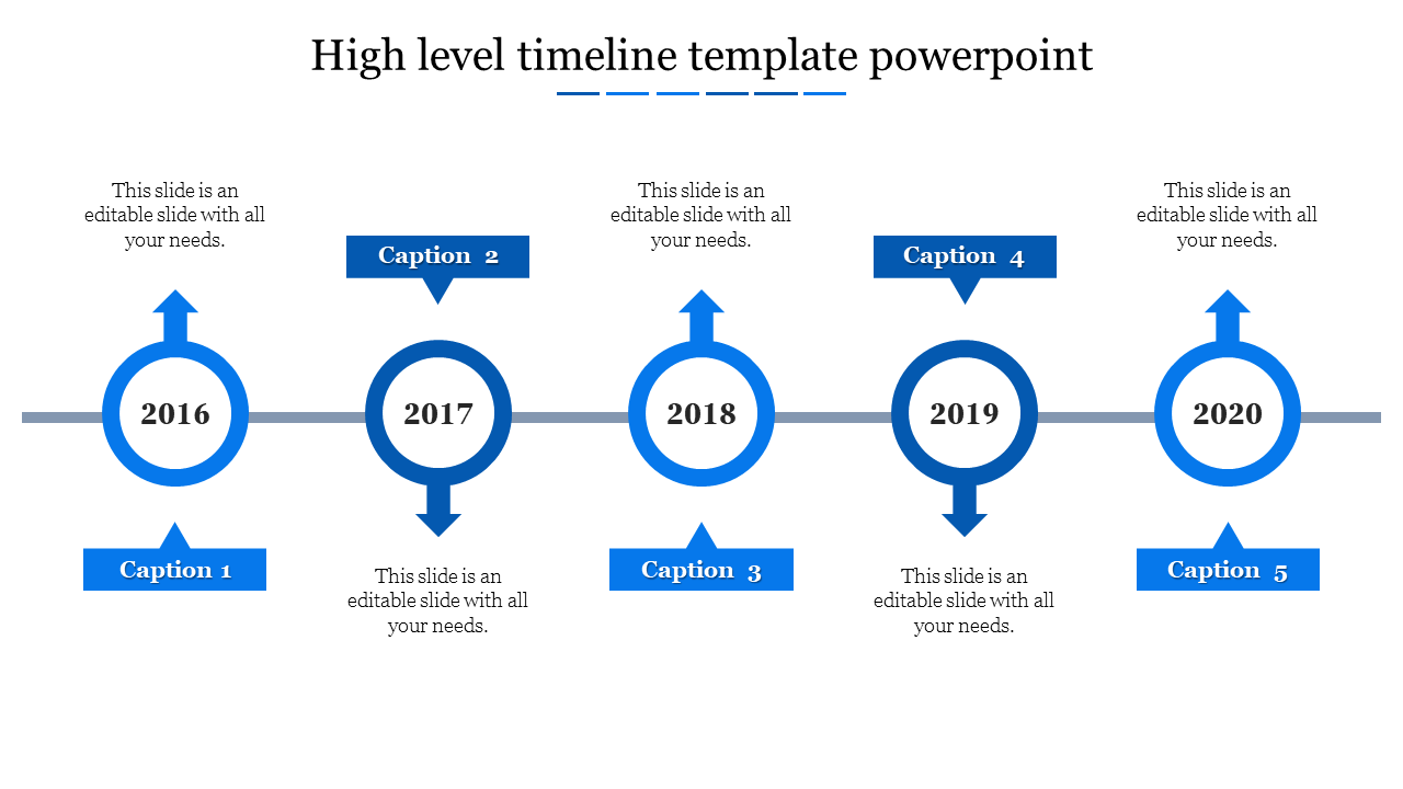 Free - High-Level Timeline PowerPoint Template With Five Nodes